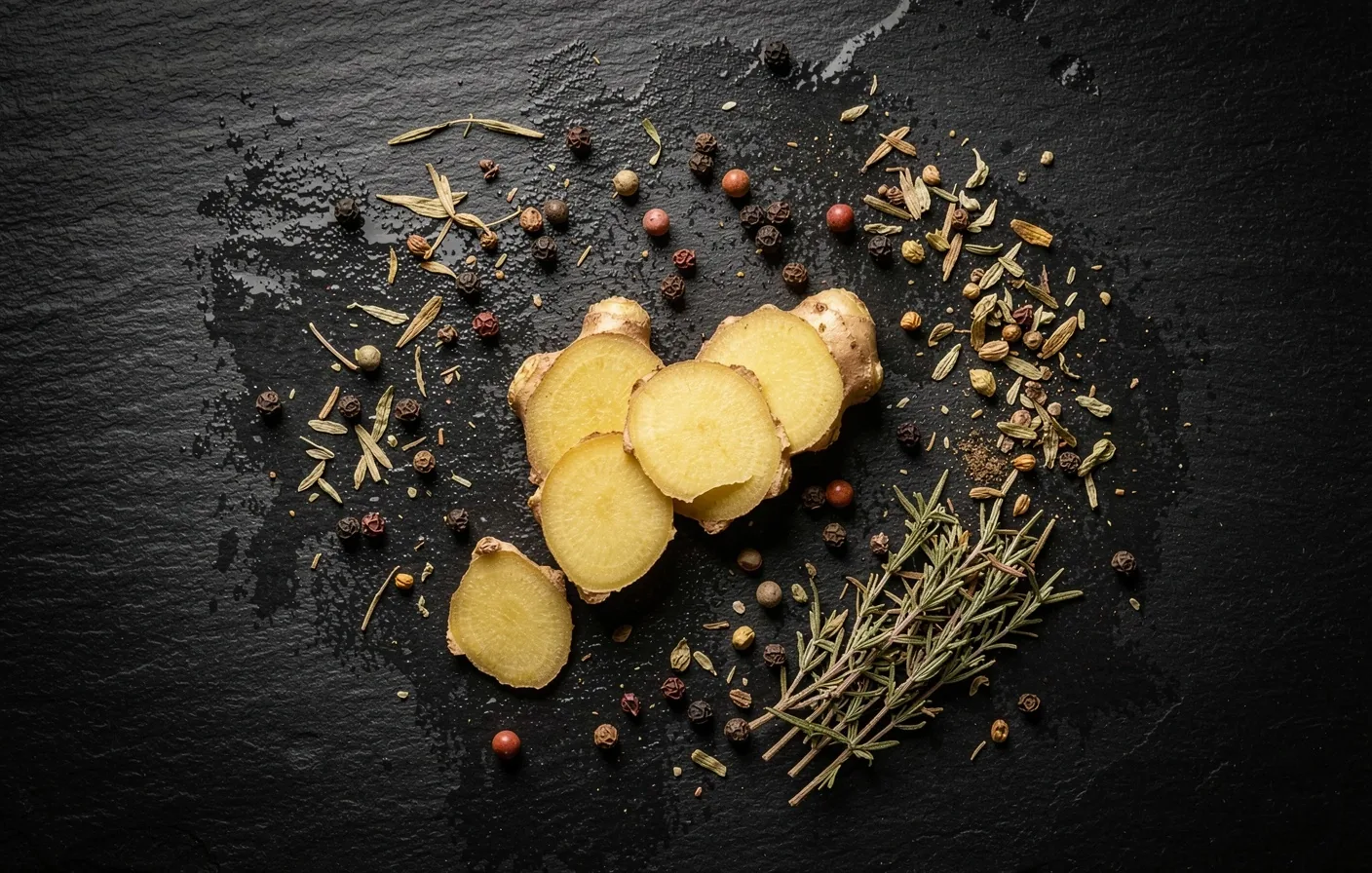 Raw botanical ingredients photographed in studio detail