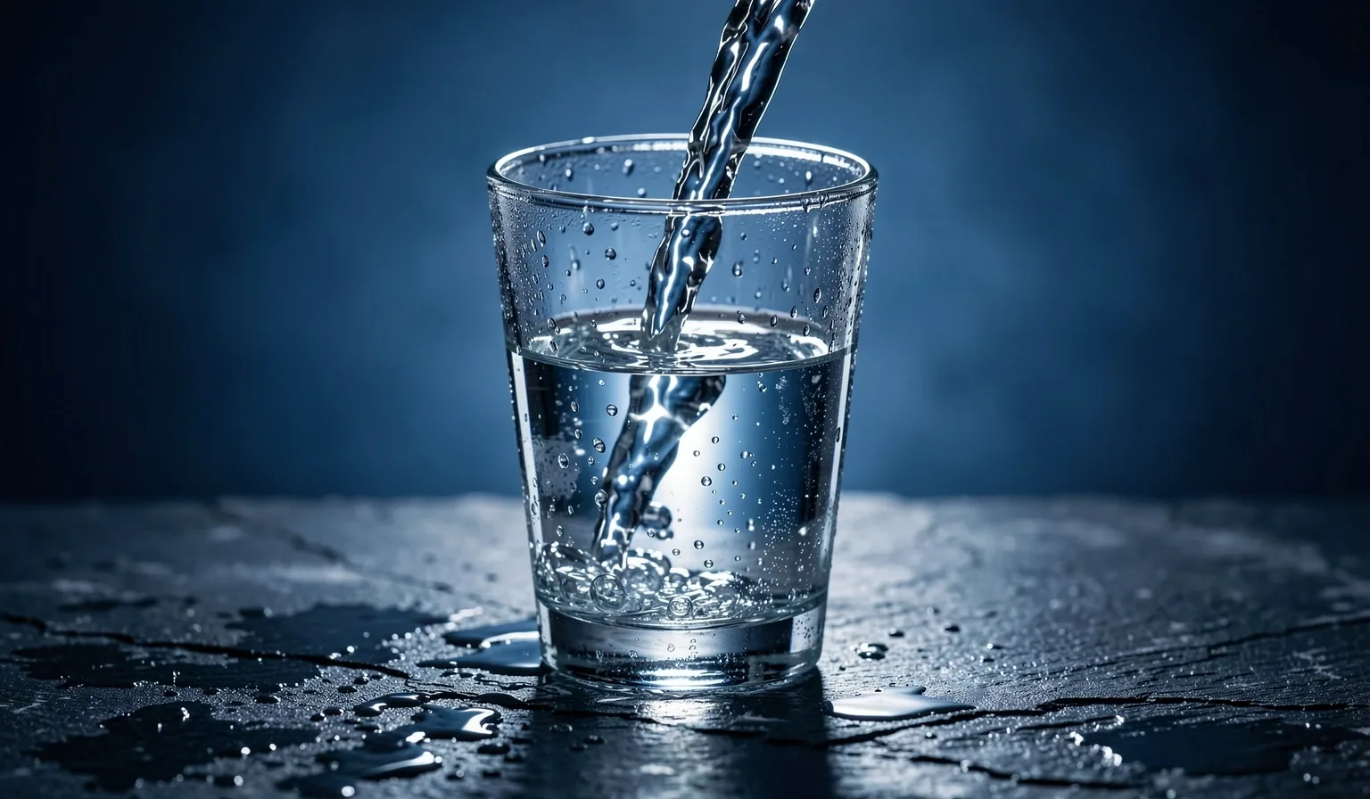 Water poured into glass